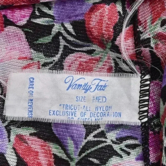 Vintage Vanity Fair Slip Dress Nightgown Floral Pink  Purple Lace Teddy Medium - Picture 11 of 13